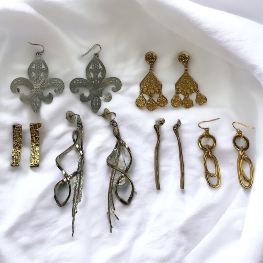 Lot of 6 Vintage Dangle Drop 1980s Earrings